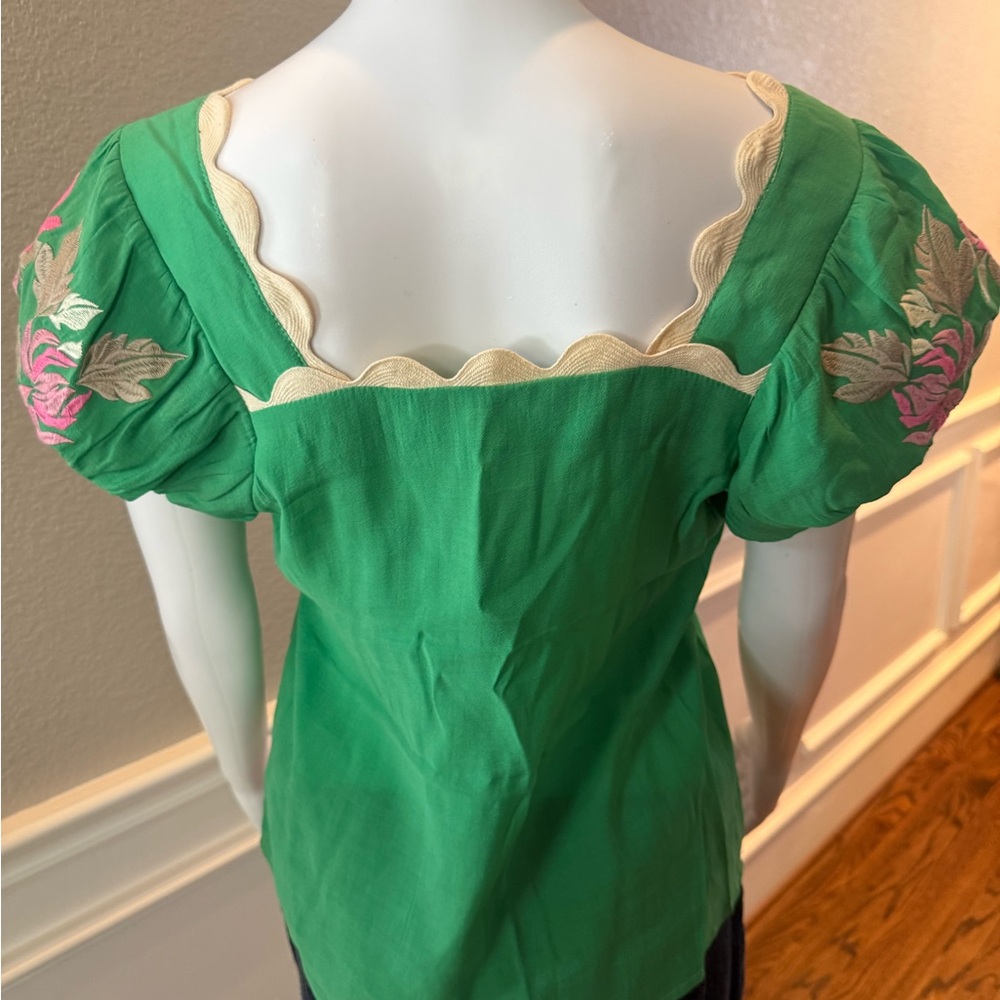 THML Green and Pink Embroidered Blouse - Picture 5 of 5